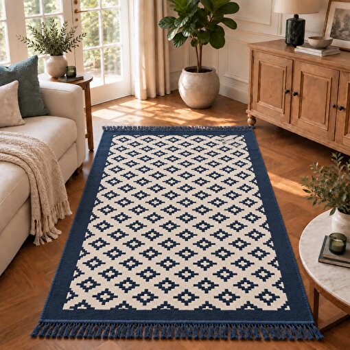 Bigghome Çift Taraflı Kilim 120*180 cm SA26ZE Makinede Yıkanabilir Modern Desenli. ürün görseli